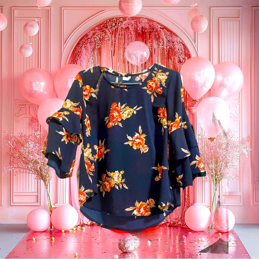 Beautiful Navy blue with Floral Blouse